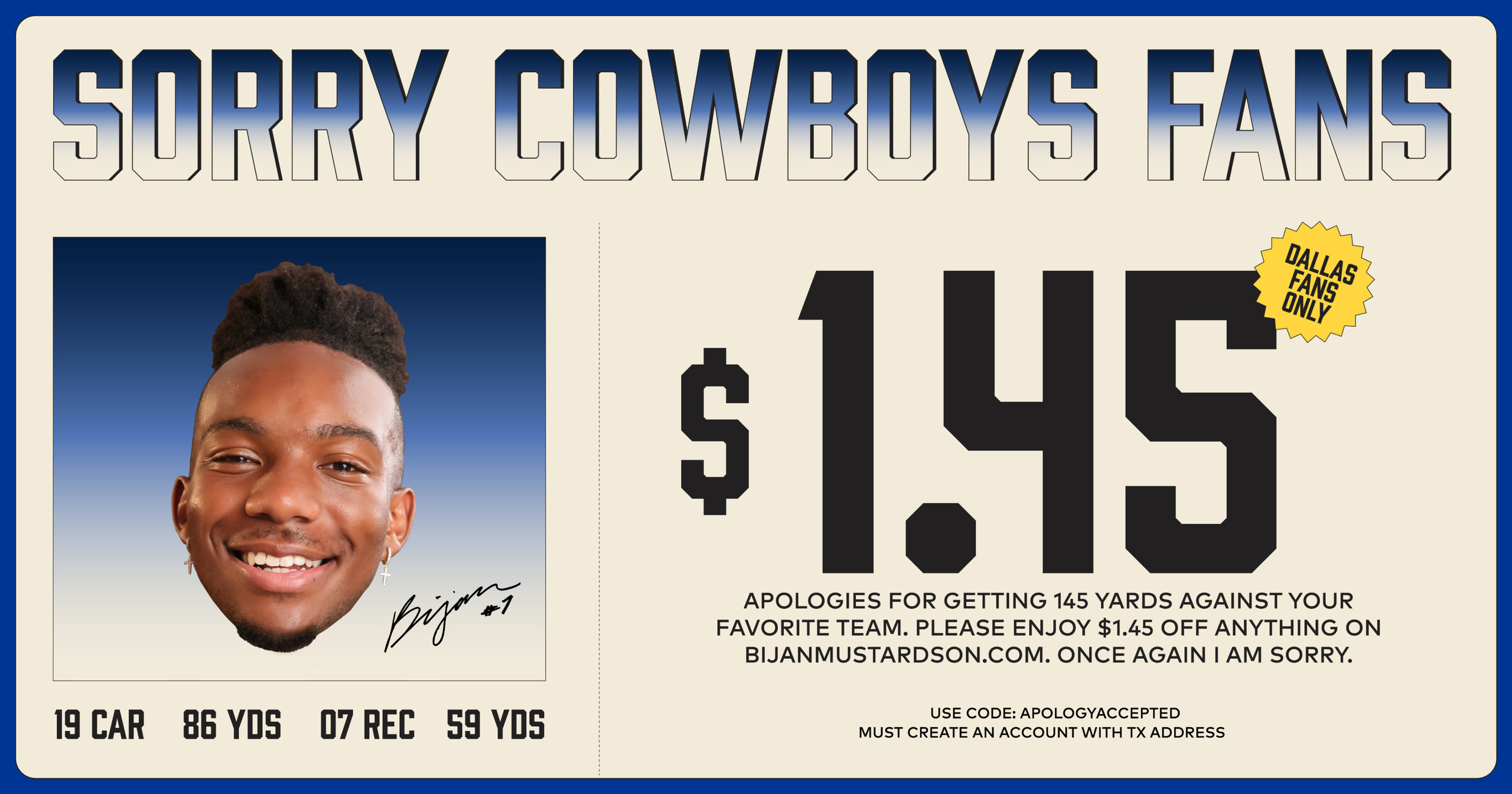 dallas cowboys apology coupon