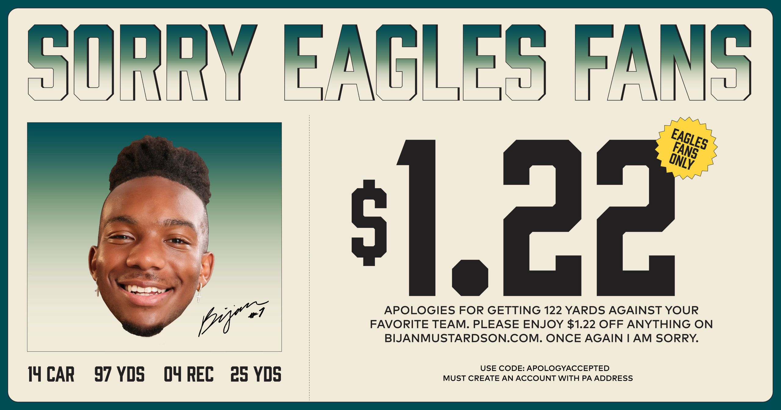 philadelphia eagles apology coupon