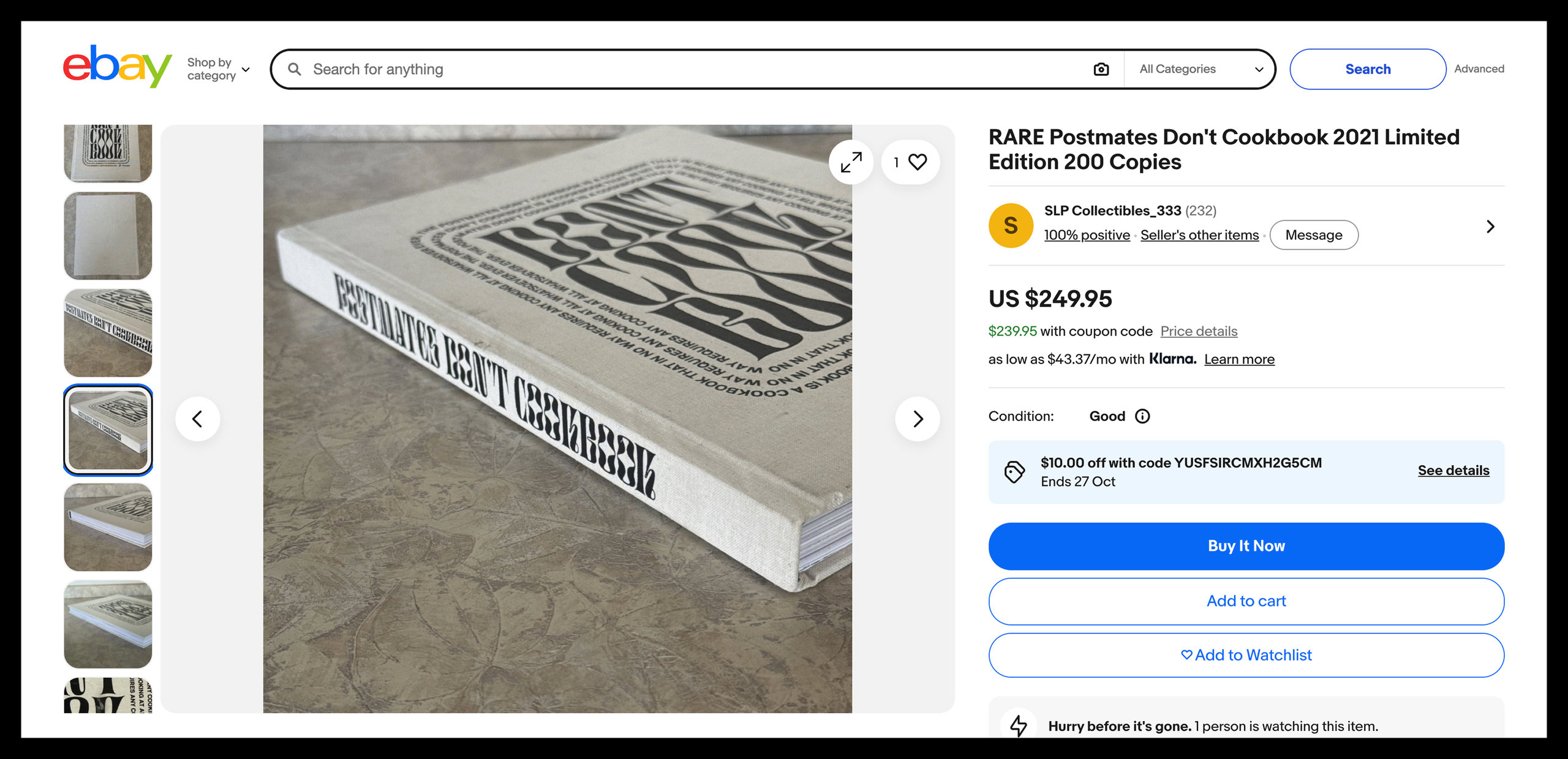 eBay listing for the Don&rsquo;t Cookbook